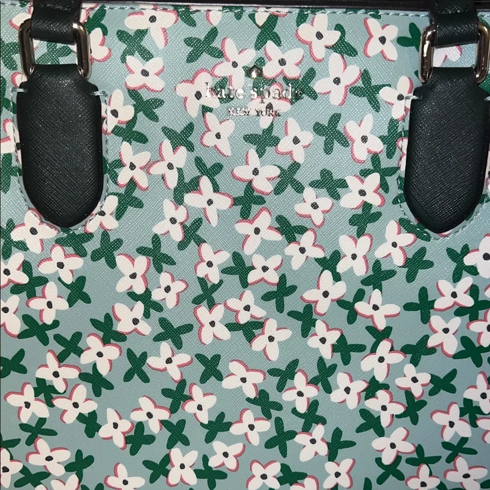 Kate Spade Floral Satchel in Green and White - Picture 2 of 5